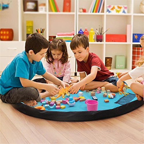 Spielzeug Aufbewahrungstasche, 150 cm tragbar groß, Aufbewahrungstasche, Kinder Puppen Play Mat, Mehrzweck-Kid ’s Aktivität, Reise Picknick Matte Tasche, Organizer Storage Teppich grün - 6