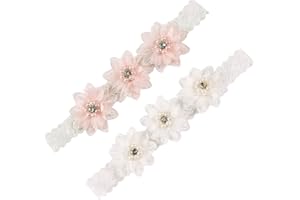ACYDSR 2 Stück Babystirnband, Blumen Stirnband, Mädchen Satinband, Elastisches Haarband Mit Ripsband Für Geschenke und Partys