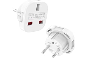 VIEVRE 2 Stück Adapter UK auf DE, Travel Adapter England Deutschland Stecker, Reisestecker Typ G Steckdose, Steckdosenadapter England für EU zu England/Schottland/Irland/Dubai/Maldives, Weiß