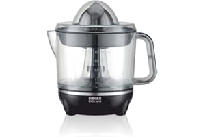 HAEGER LITTLE JUICE - Exprimidor de Cítricos con 25W de potencia, capacidad de 700ml, Rotación de cono bidireccional, 2 conos de presión, tapa protectora, filtro para pulpa