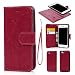 Produktbild iPhone 8 Hülle, iPhone 7 case Leder Flip Wallet Cover Leder Tasche Case Karteneinschub 2 Combo Separate Karteneinschub und Magnetverschluß Kratzfestes in Rosenrot für iPhone 8/ iPhone7(2 in 1)