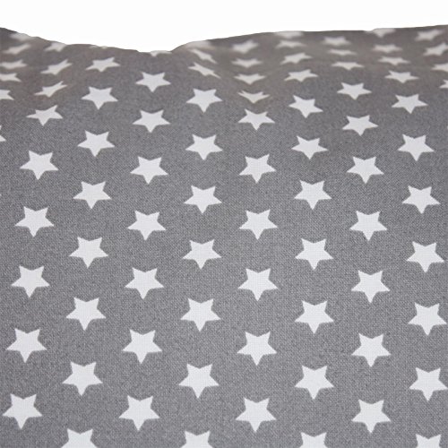 Kissenbezug 50×50 cm Sterne Weiß auf Grau Baumwolle Kissenhülle - 2