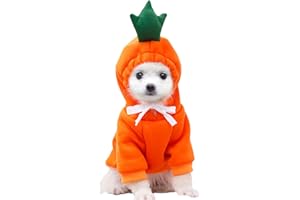 XIAOYU Carota Pet Costume Natale cane divertente frutta felpa con cappuccio in pile per cani Halloween Cosplay cucciolo tuta vestiti gatto (S)