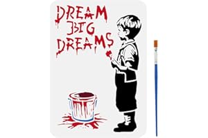 ‎FINGERINSPIRE FINGERINSPIRE Big Dreamer Schablone Zum Malen 21x29.7cm Ausgehöhlte Banksy Graffiti Vorlage Mit Pinsel Dream Big Dreams Malschablone Boy Dreams Schablone Banksy Themenvorlage Für Heimwerker