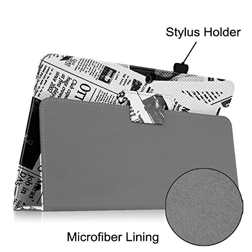 MEDION LIFETAB S10321 / Odys Notos Plus 3G Hülle Case – Fintie Slim Fit Folio Kunstleder Schutzhülle Cover Tasche mit Ständerfunktion und Stylus-Halterung für MEDION LIFETAB S10321 (MD 98687) / Odys Notos plus 3G 25,7 cm (10,1 Zoll) Tablet-PC, Zeitung - 5