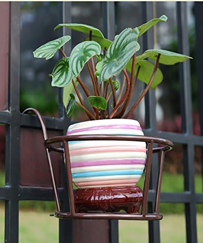 JIANFEI plant stand Window Flower Pot Shelf Iron Rails Hanging Plant Stand Wall Hanging Balcony Flower Rack(a Pack Of Two) Display stand ( Color : Brass , Size : B )