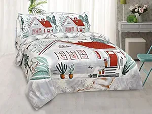 Neha Home Furnishing 324 Thread Count Pure Cotton Love Birds Stylish Print Fast Color Doublebed King Size Bedsheet with 2 Pillow Covers | Hut Home | Maroon