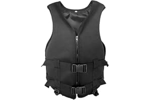 Homesally Giubbotto di Salvataggio per Adulti, Giubbotto Salvagente Regolabile con Fischietto, Strisce Riflettenti per Sport Acquatici, Pesca, Kayak, Canottaggio, Surf, Nuoto,Nero,XL