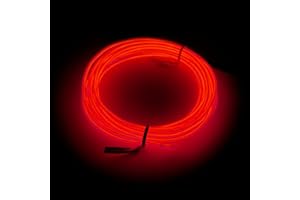 Balabaxer Linea luminosa Rosso, striscia luminosa al neon portatile del pacchetto batteria 3 metri, può essere tagliata a volontà, applicabile alla festa, Halloween, decorazione fai da te