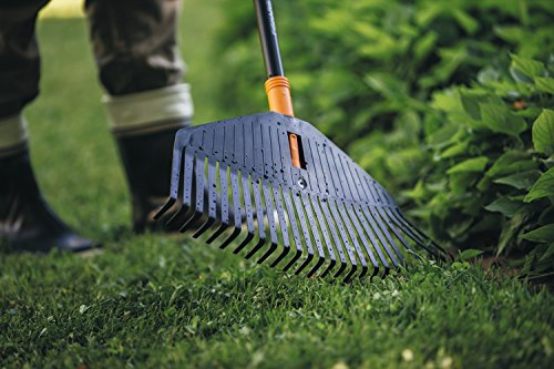 Fiskars Laubbesen, 25 Zinken, Breite 49 cm, Kunstoff-Zinken/Aluminium-Stiel, Schwarz/Orange, L, Solid, 1003465 - 7