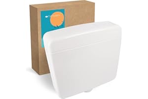 Calmwaters® Schmaler Spülkasten mit Spül-Stopp-Funktion, 6-9 Liter Spülmenge, Aufputzspülkasten WC schmal, Spülkasten Weiß für Aufputz-Montage, mit Start-Stopp-Taste, Modell Elements, 29HB2715