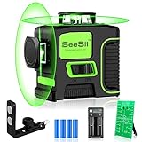 ✔ 3D NIVER LÁSER VERDE:El nivel láser tiene tres ventanas láser, cada ventana puede lanzar 4 líneas láser, totalmente 12 líneas láser (4 líneas láser combinadas en un plano). Cada vez que haga clic en el botón, habrá 4 líneas láser de un plano. Atención: hay al menos 4 líneas láser, no puede mantener 1 o 2 líneas láser.