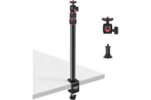 NEEWER Soporte Escritorio Extensible para Cámara con Cabezal Bola, 17"-40" Soporte Luz Mesa Ajustable con Tornillo 1/4" y C Clamp para Cámara DSLR, Aro Luz, Vlog, Carga Máxima: 6.6lb/3kg, TL283 ROJO