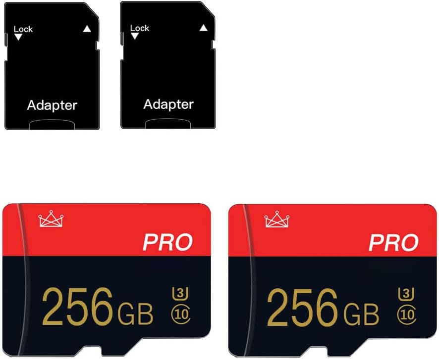 2 Pack 256GB Micro Memory Card Class 10 TF Card with Adapter High Speed Memory Card for Tablet, Camera, Drone