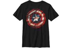 FIFTH SUN Marvel Universe Flag Shield Boy's Solid Crew Tee, czarna, mała, czarny, S