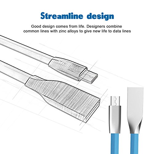 Globalink® Micro USB 2.0 Kabel [ 2 pack,2 m ]mit Zinklegierung-Stecker , Lade-, Verbindungs- und Datenkabel, Lebenslange Garantie, Perfekt für Samsung Galaxy, HTC, Huawei, Sony, Nexus, Nokia, Kindle und mehr(Blau) - 4