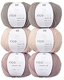 Woll-Set Babywolle Rico Baby Classic 6x50g #9, weiche Wolle zum Stricken und Häkeln