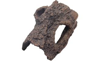 HISUNFARM Reptile Habitat Décor Hideouts Bark Bends, Aquarium Cave Hollow Tree Trunk for Lizard Chameleon Gecko Snake