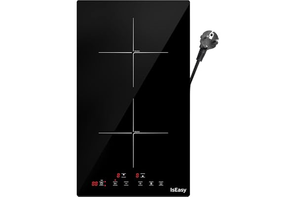 Plaque Induction 2 Feux, Double Plaque de Cuisson Electrique 3400W, Table de Cuisson Induction Encastrable, 30cm, Minuterie, Verrou Enfants