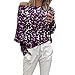 Produktbild Tianwlio Damen Lässige Langarmshirt Hoodie Pullover Weihnachten Mode Leoparden Muster Langarm aus Schulter Tops Bluse Lila L