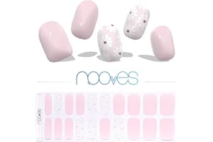 NOOVES - Láminas de Gel para Uñas|Daisy Pink - Multicolor 20 uds, Uñas de Gel Semicuradas Premium, Gel Nail Stickers,Pegatinas Uñas de Gel, Incluye 1 Lima de Uñas y 1 Palito de Naranjo, Vegano