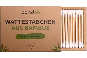 pandoo Cotons-tiges Biodégradables en Bambou de Culture Biologique | Écologique et Polyvalent | Bâtonnets en Coton Durables et Compostables | Bonne Résistance à l’Eau | 4 Boîtes de 200 (800) - 7.5 cm