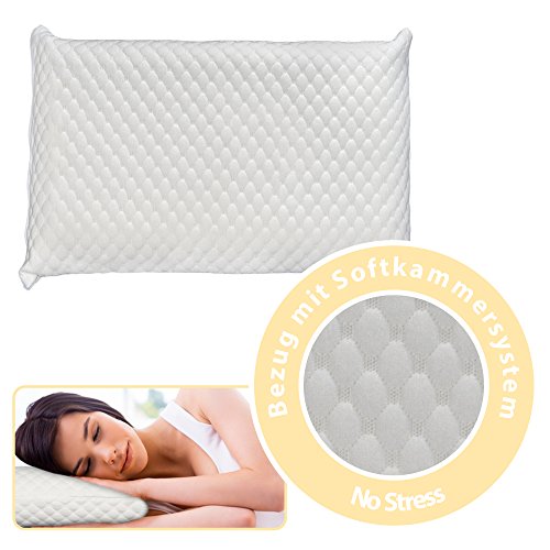 „Abendklang Ruhekissen“ Gesundheitskissen mit softweichen Bezug für Bauchschläfer, Seitenschläfer und Rückenschläfer. Orthopädisches Nackenstützkissen aus druckausgleichendem Visco Gelschaum. Größe 40×60 cm Höhe 12 cm - 3