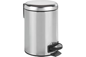 Wenko Leman kosz na śmieci z pedałem ze stali nierdzewnej błyszczący 3 l – kosz na kosmetyki z mechanizmem pedałowym; pojemność: 3 l, stal nierdzewna, 17 x 25 x 22,5 cm, błyszczący