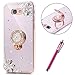 Produktbild Galaxy J3 2016 Schutzhülle Transparent TPU,Galaxy J3 2016 Hülle Glitzer,Hpory Fashion Luxus Glänzend Glitzer Bling Kristall Blumen Muster Goldener Kreisring Rotierendem Ring Fingerhalterung Ständer Halter Überzug Sparkle Pailletee Bling Strass Diamanten Crystal Clear Transparent TPU Silikon Perfekter Hülle für Mädchen Frauen Silicone TPU Protector Bumper Anti-Staub Anti-Kratzer Telefon Tasche Handytasche Schutzhülle für Samsung Galaxy J3 2016-(Silber)