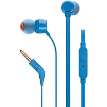 JBL T110 wired in-Ear Headphones Headset With a stunning user friendly  design and Pure Bass sound, one button remote with microphone, tangle-free  flat cable - Blue: Buy Online at Best Price in