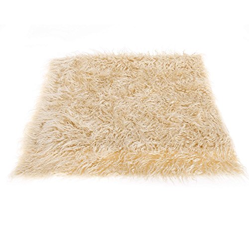 FINEJO Newborn Baby Fur Backdrop Flannel Receiving Blanket Khaki