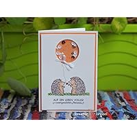 Hochzeitskarte, mit Kuvert, handgefertigt / handmade, Igel orange