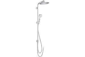 hansgrohe Crometta S - wassersparendes Duschsystem (EcoSmart) ohne Armatur, Regendusche (240 mm) mit Umsteller, Handbrause (2 Strahlarten), Schlauch, Brausestange und Kopfbrause, Chrom, 27270000