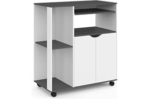 IDMarket - Aparador COSI, madera blanca y tablero gris L.76 CM