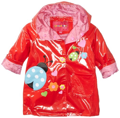 Wippette Baby-Girls Infant Lady Bug Shiny Rainwear,Tomato, 12 Months