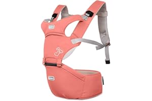 SONARIN Porte bébé Ergonomique avec Siège à Hanche,boucle rotative à papillon,Pur Coton Léger et Respirant/Multiposition:Ventral,Dorsaux,Pour Bebe et Enfant de 3 à 36 Mois(Rose)