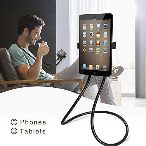 MeeQee Cell Phone Holder, Universal Tablet Holder iPad Stand Phone Holder, Lazy Neck Bracket, 360° Rotating Gooseneck Mounts with Multiple Function