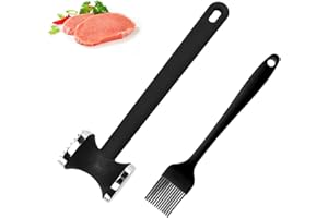 TAFACE 1 attendrisseur à viande, 1 brosse à huile en silicone, marteau à viande en steak de porc, accessoire de cuisine, marteau à viande double face, convient pour steaks, noix, ail