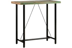 vidaXL Mesa Alta, Mesita de Comedor Fiesta, Mesa de Bar de Cocina Recepción, Mueble para Pub Bistró, Hierro y Madera Maciza Reciclada