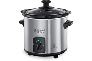 ‎RUSSELL HOBBS Russell Hobbs Slow Cooker Mini [schwerer 2l Keramik-Gartopf für opt. Temperaturverteilung] Compact Schongarer (3 Temperatureinstellungen & Warmhaltefunktion, 145W) Slowcooker 25570-56