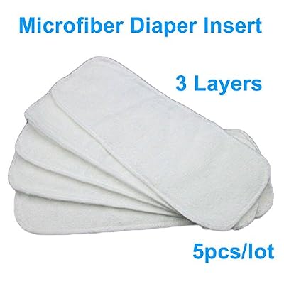 LANBAOSI Pack de 5 Insert Couche Lavable Bébé Réutilisable 3 Couches en Microfibre Absorbant Linges de Protection