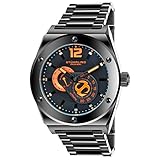 STUHRLING ORIGINAL Herren Automatische selbst wind Armbanduhr 49mm Tonneau Bullauge Form Fall Edelstahl massiv Armband 21 Jewels vollständig verziert Cotes de Genève Bewegung schwarz Zifferblatt