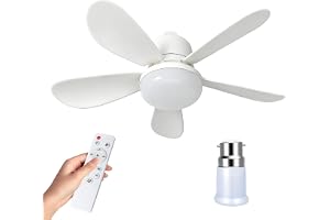 PEAMOO 52cm Ceiling Fan Light, E27/B22 Ceiling Fan with Light and Remote, 40W LED Ceiling Fans Dimmable,3 Speeds 3 Colors,Cei