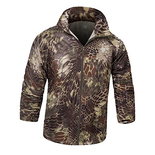 Preisvergleich Produktbild Taktische Hautjacke Wasserdichte Regenmantel Windbreaker Dünne Militärjäger Kleider Schnell trocknendes Schweiß Sonnenschutz UV-Schutz Atmungsaktive Sommer Outdoor Camouflage Leichte Fast Dry Jacke (XL, Grüner Python CAMO)