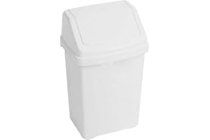 WHAM Cubo de basura con tapa alto grado de plástico con tapa superior de balance., plástico, Blanco, 8Lt Small Bin