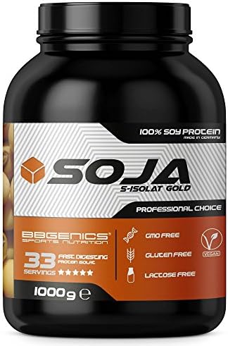 Soja Isolate GOLD - (100% vegan natural Soy Protein, lactosefrei, natuerliches Eiweiss Isolat), by BBGenics Sports Nutrition, 1000g Banane