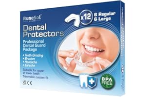 Runesol Gouttiere pour Dent, 12x Mixte, Goutiere Dentaire Anti Bruxisme, Goutieres Dentaires Anti Grincement, Gouttieres pour les Dents, Gouttière Bruxisme, Protege Dents Nuit,Gouttiere Thermoformable