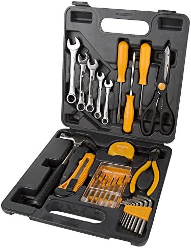 Tool Set 27 Piece Household Tool Set Assorted Tool Kit Set Handy Blow Molded Case Yellow and Black