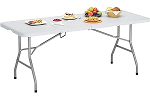 soges Tables de Pique-Nique Table de Jardin Table de Camping Pliante en Aluminium, Pas de Montage et Facile à Transporter,180 * 74CM