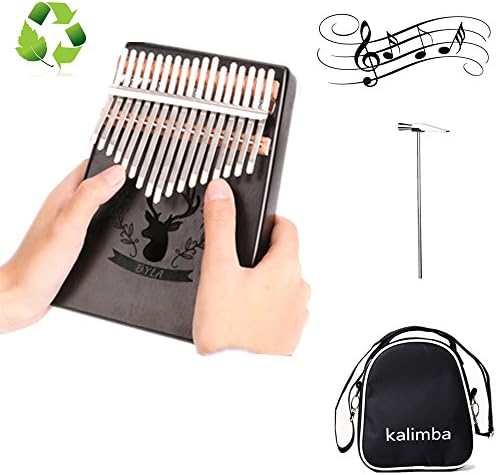Kalimba 17 Keys More Tunes Available, Thumb Piano Mbira Sanza Mahogany Body, with Instruction and Tune Hammer, for Beginners and Advanced Players (Elk-3)